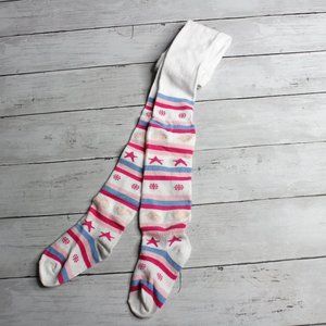 Trimfit Girl Sweater Knit Tights Youth Size 4-6 White Pink Blue